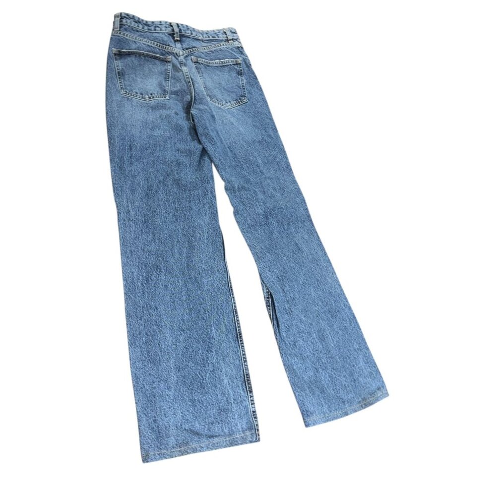 Zara Size 6 Distressed Ripped Wide Leg Denim Jeans - Picture 2 of 7